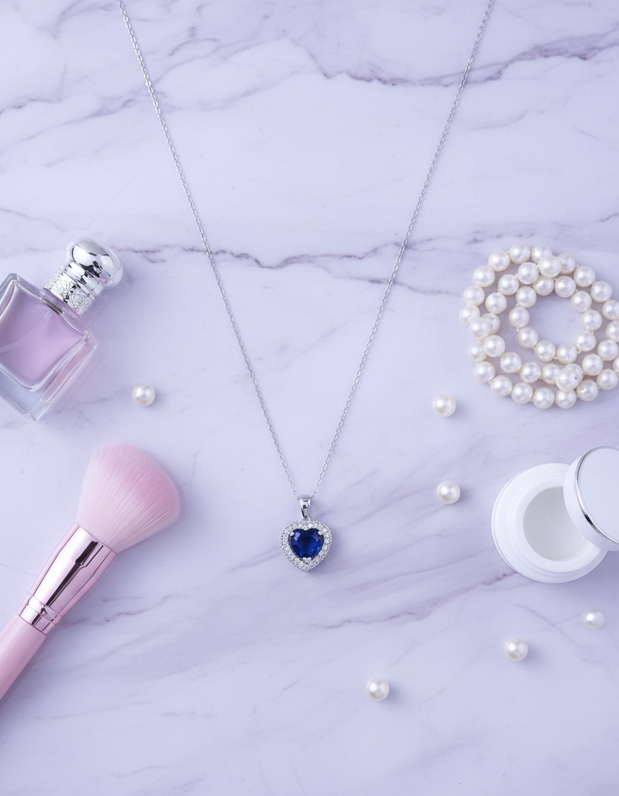 Navy Heart Pendant Necklace