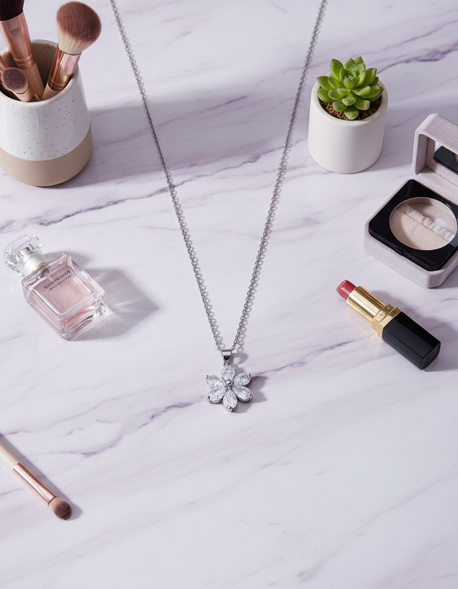 White Flower Pendant Necklace