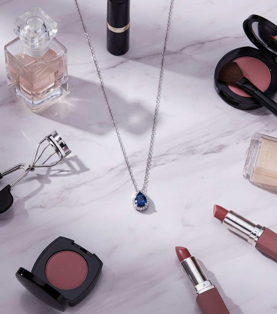 Navy Teardrop Necklace