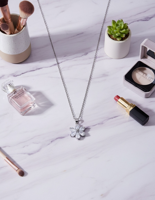White Flower Pendant Necklace